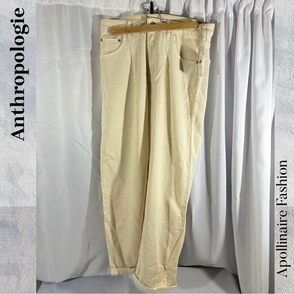 ANTHROPOLOGIE BY PILCRO DENIM JEANS IN IVORY SIZE 29T NWT - Picture 4 of 5